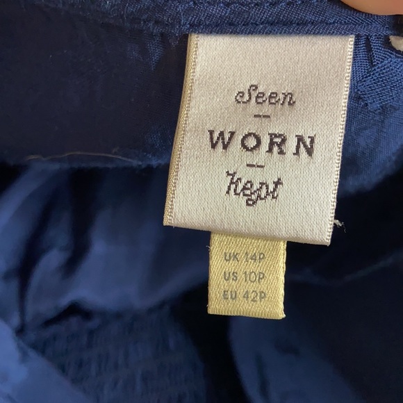 Seen Worn Kept Anthro Navy Polka Dot Maxi Dress - Picture 3 of 4